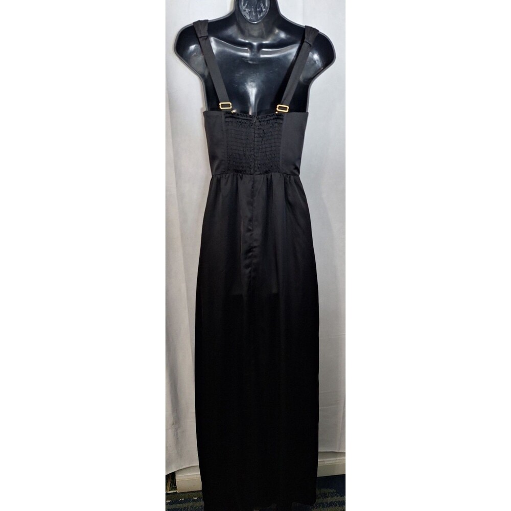 Show Me Your MuMu Nina Maxi Dress Sz Small Black Satin Elegant Wedding Formal - Picture 13 of 16